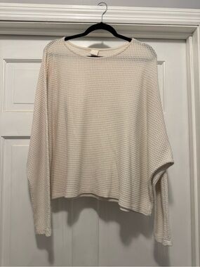 H&M Cream Waffle Knit Scoop Neck Sweater
